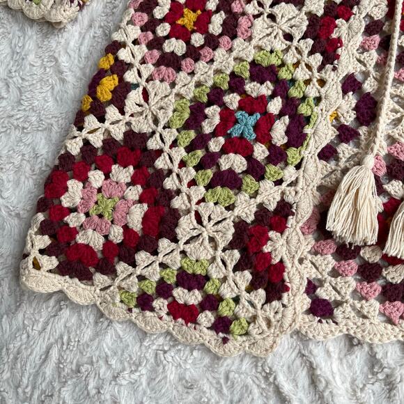 Johnny Was crochet granny square knit cardigan sweater tie front stevie - Picture 8 of 14